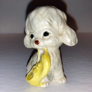 Vintage Dog Figurine | Dog with Shoe in Mouth Figurine | Poodle Figurine